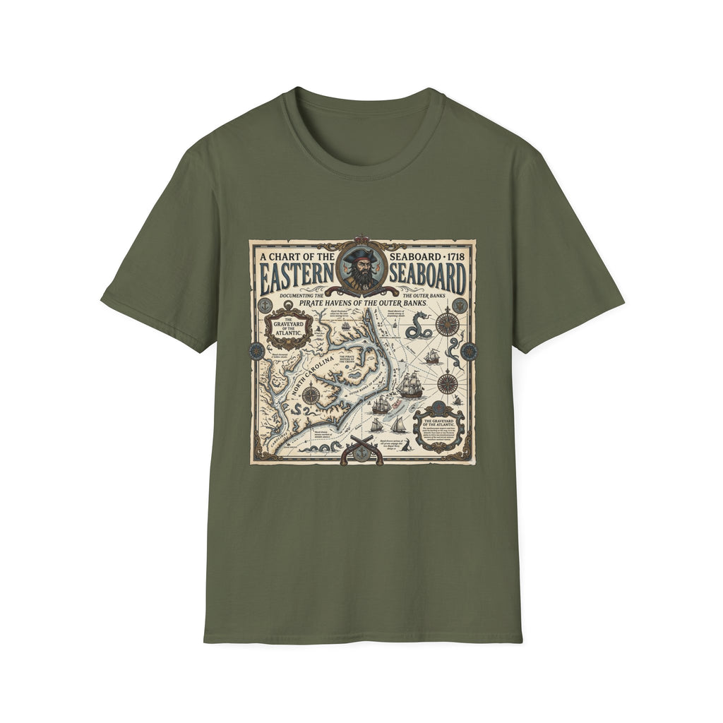 Eastern Seaboard 1718 Vintage Pirate Map T-Shirt