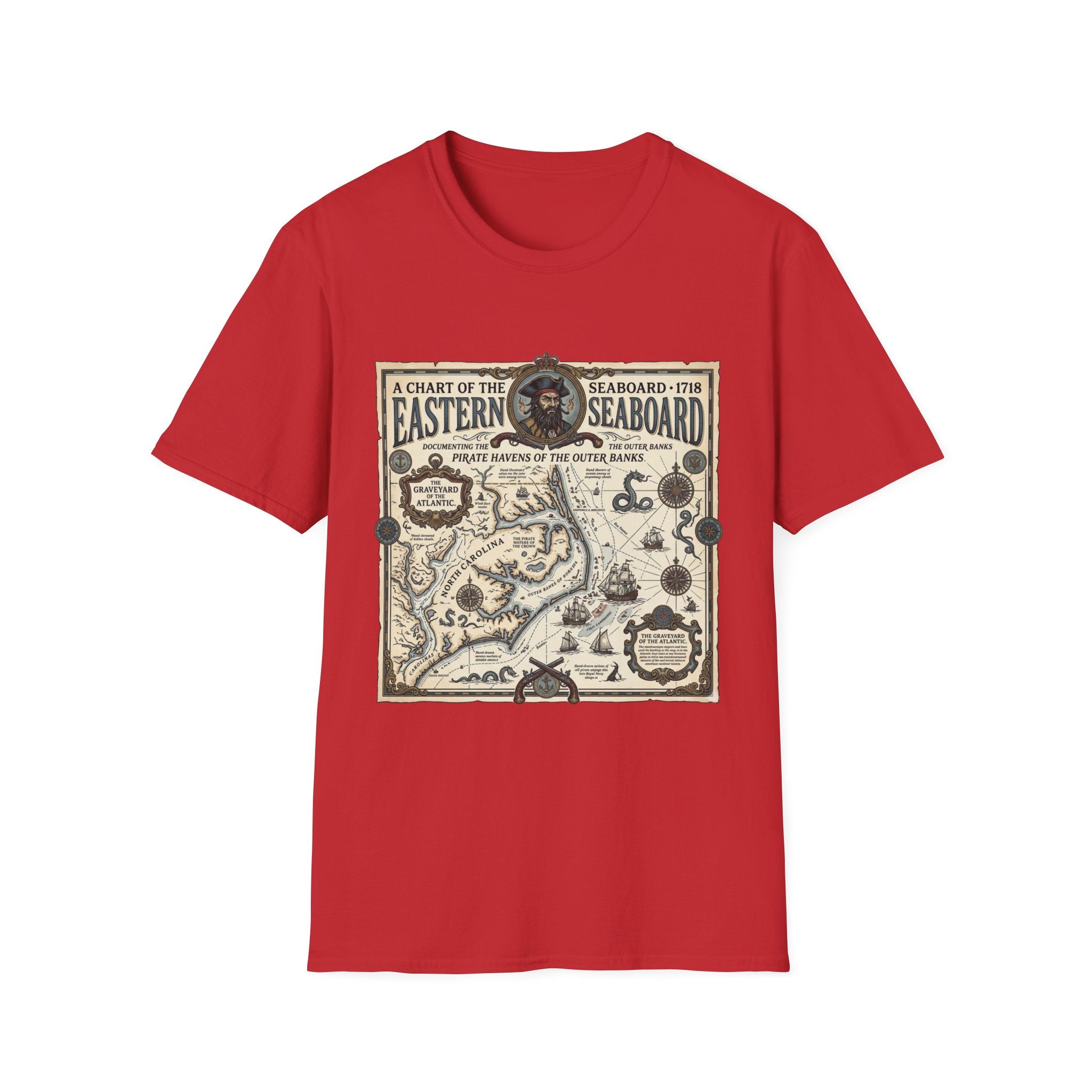 Eastern Seaboard 1718 Vintage Pirate Map T-Shirt