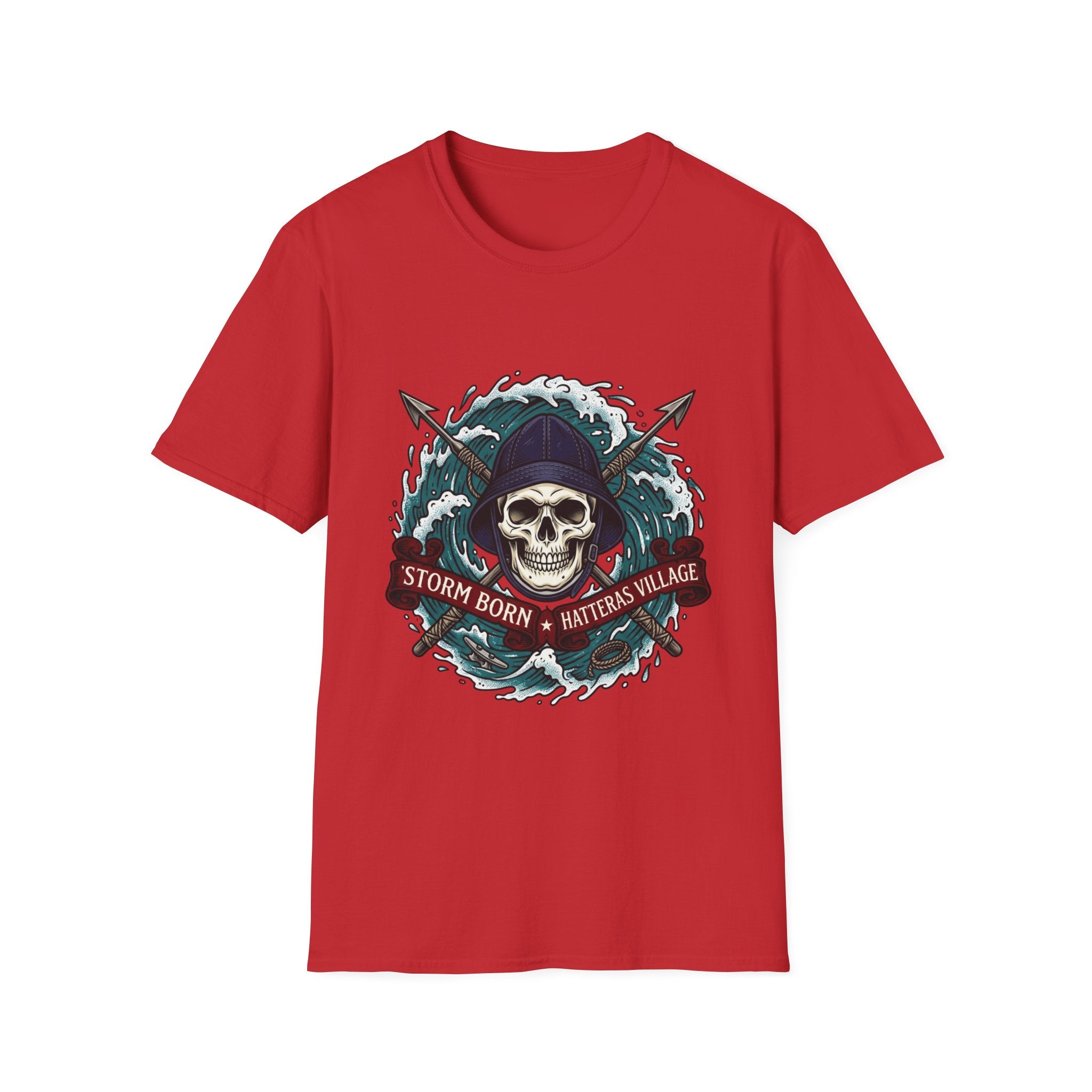 Skull Mariner T-Shirt — "Storm Born, Hatteras Village" Nautical Graphic Tee