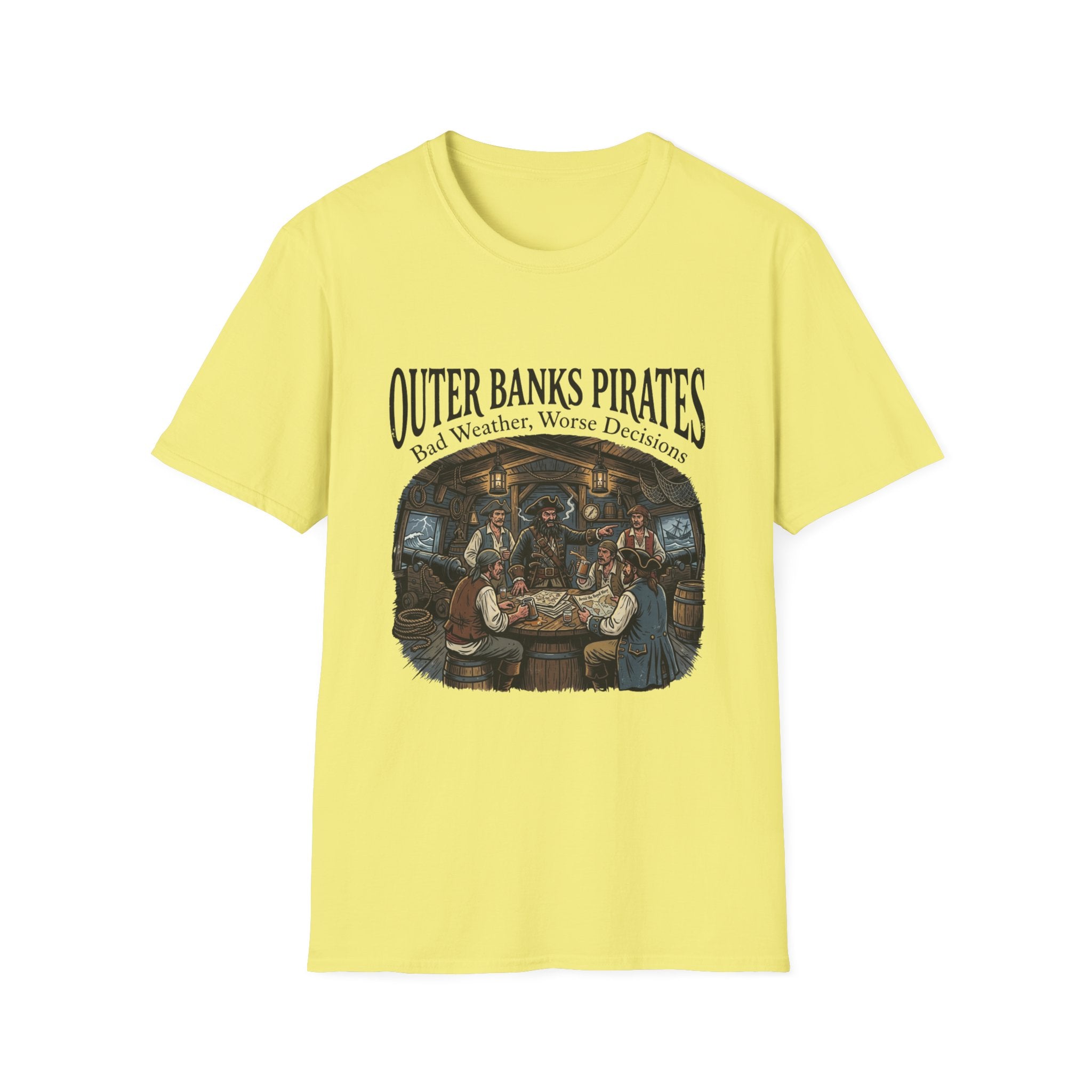 Outer Banks Pirates T-Shirt — "Bad Weather, Worse Decisions" Nautical Pirate Crew Tee
