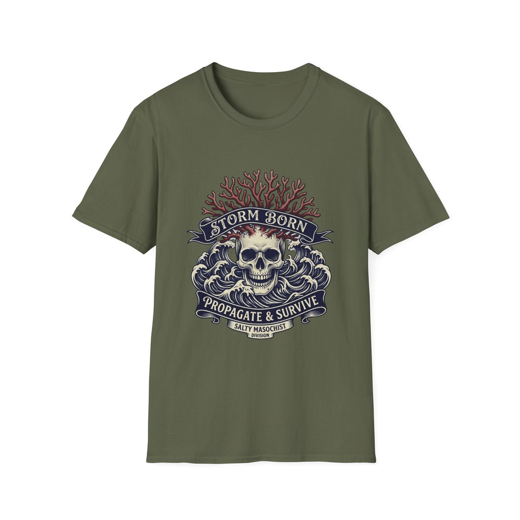 Storm Born Skull Tee — "Propagate & Survive" Pirate Nautical T-Shirt