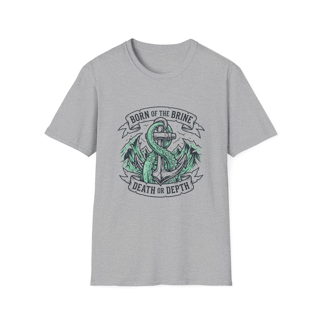 T-shirt Ancre Tête de Mort — "Né de la saumure / Mort ou Profondeur" T-shirt graphique nautique