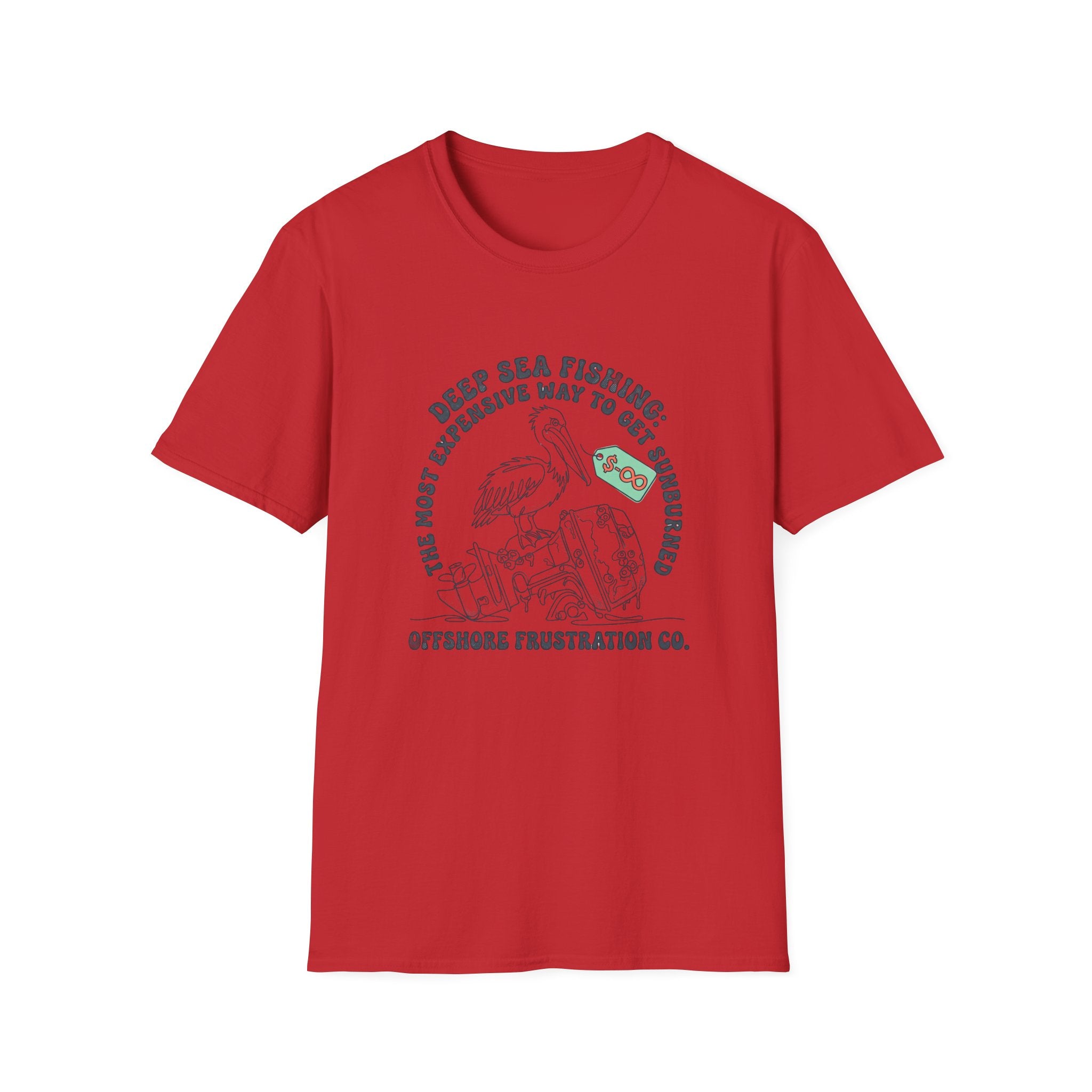 Fishing T-Shirt — “Deep Sea Fishing: The Most Expensive Way to Get Sunburned” Vintage Offshore Graphic