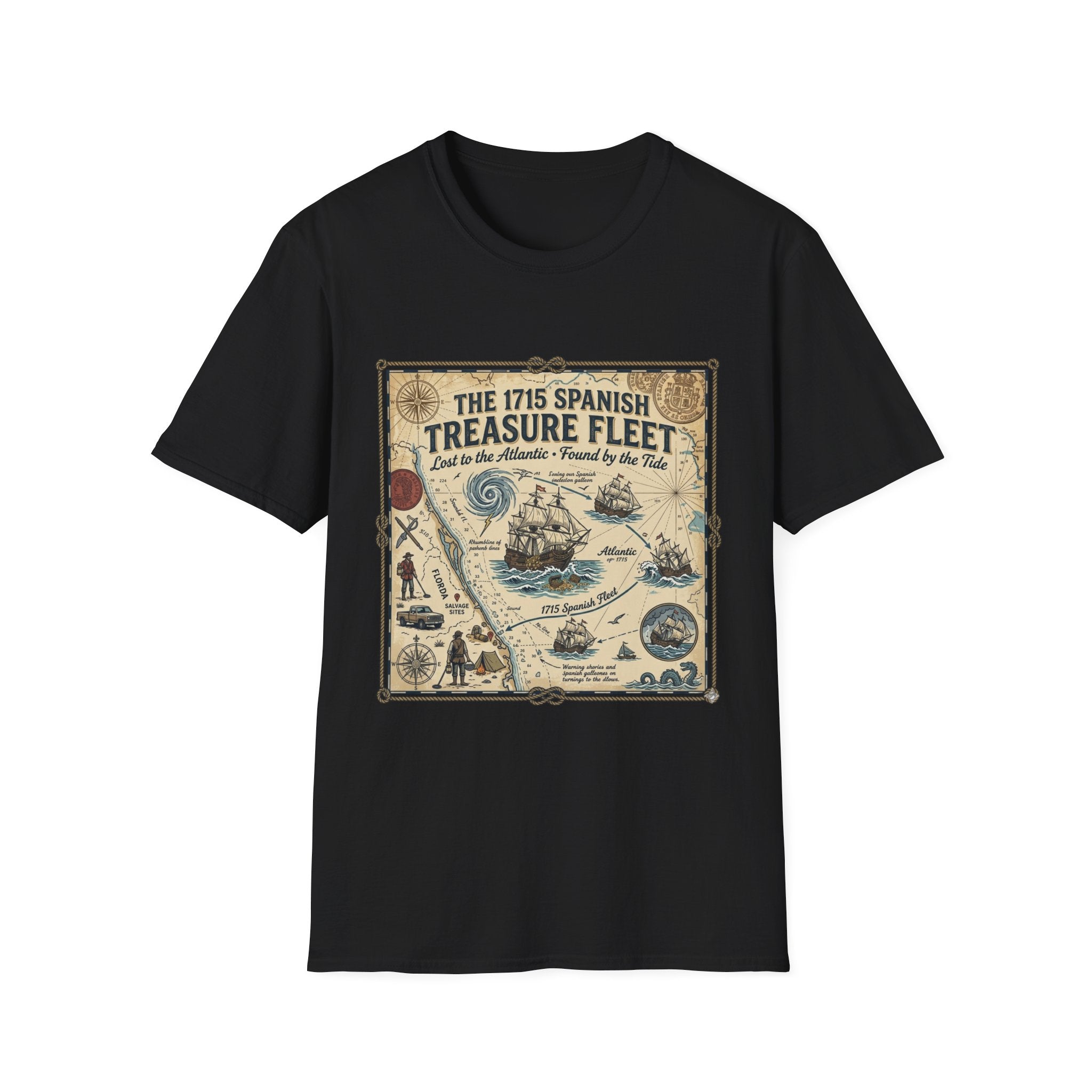 Treasure Fleet T-Shirt — 1715 Spanish Shipwreck Map Vintage Dive Tee