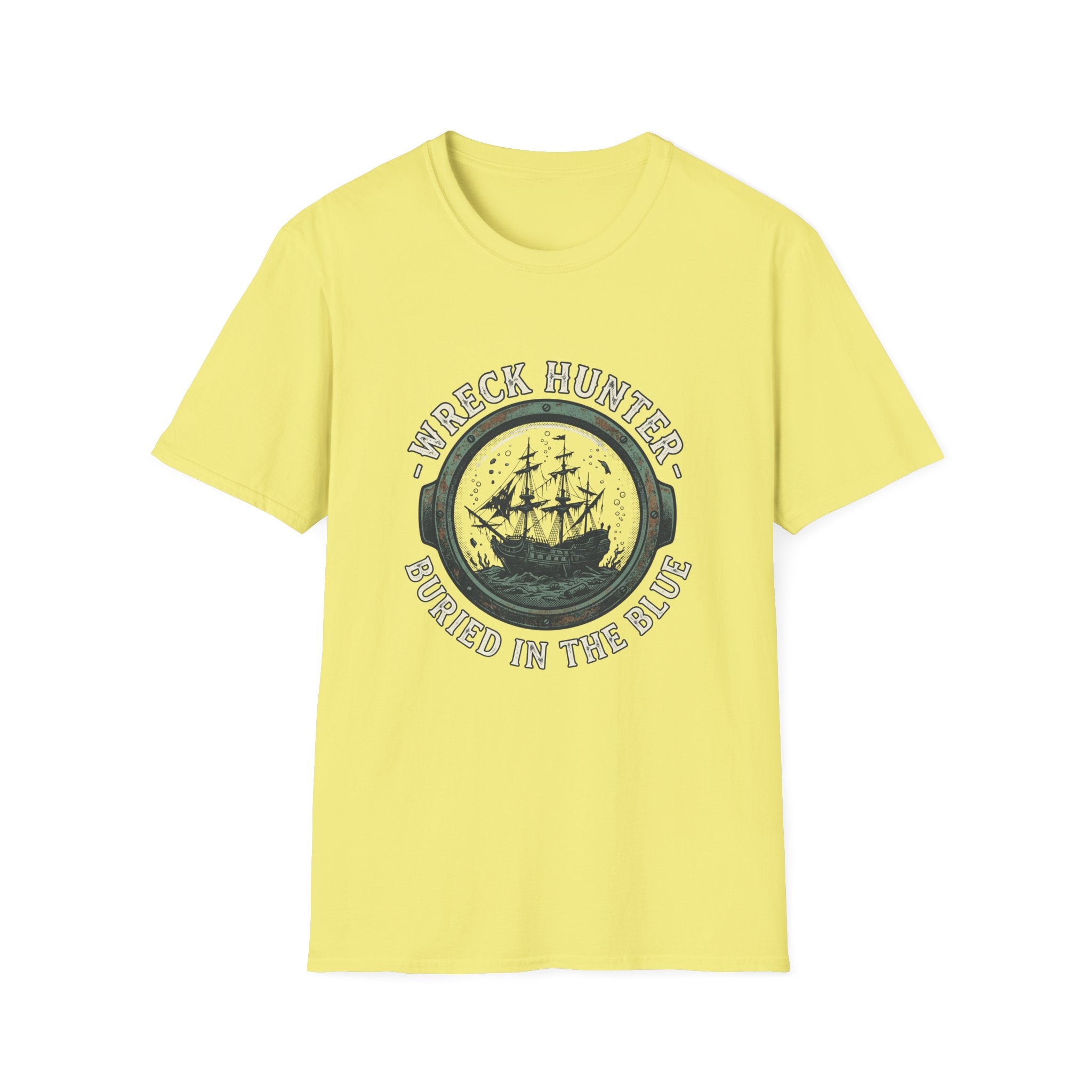 Wreck Hunter T‑Shirt — 'Buried in the Blue' Vintage Shipwreck Design