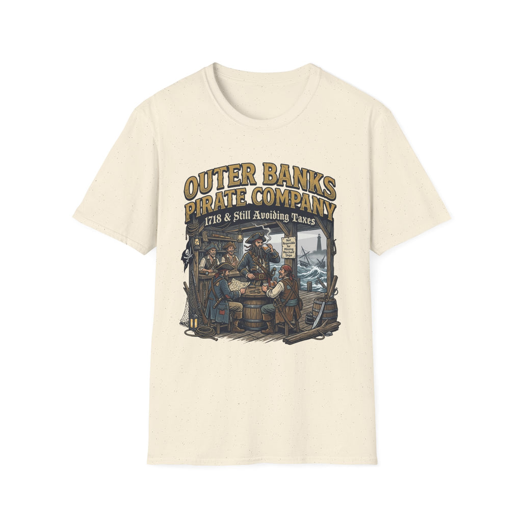 Outer Banks Pirate Company T-Shirt — "1718 & Still Avoiding Taxes" Vintage Nautical Tee