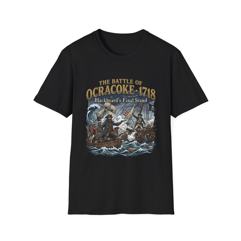 Ocracoke 1718 Battle T-Shirt — "The Battle of Ocracoke 1718: Blackbeard’s Final Stand" Pirate History Tee