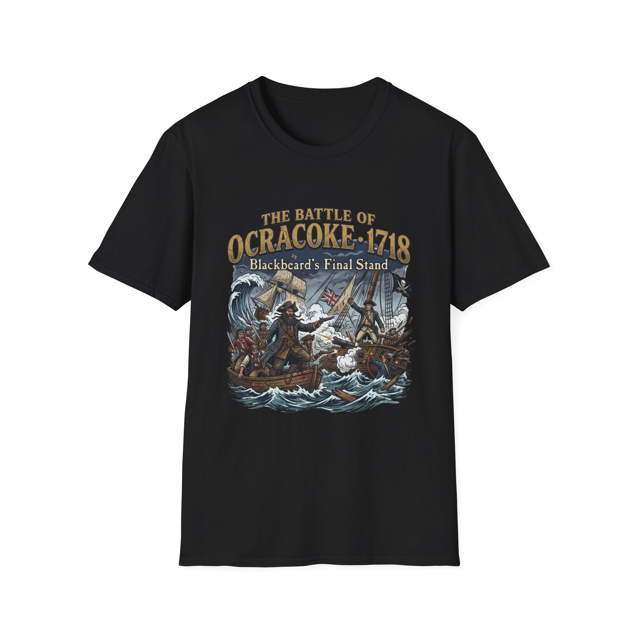 Ocracoke 1718 Battle T-Shirt — "The Battle of Ocracoke 1718: Blackbeard’s Final Stand" Pirate History Tee