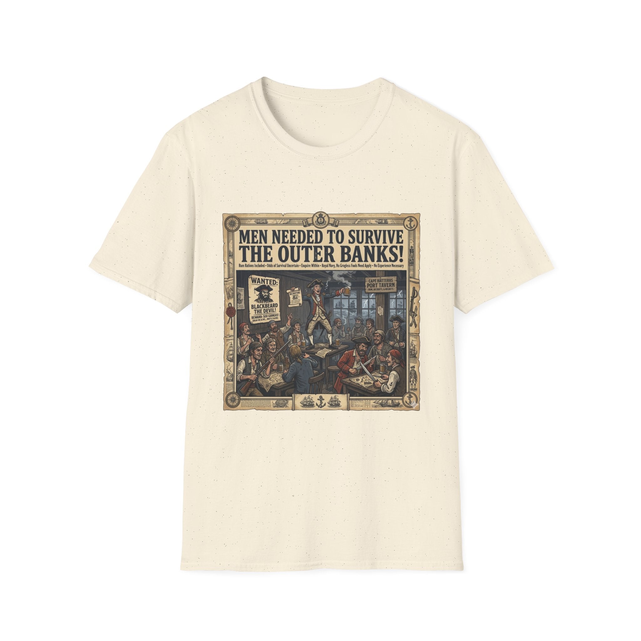Outer Banks Wanted Poster T-Shirt — "Men Needed to Survive the Outer Banks!" Vintage Nautical Tee