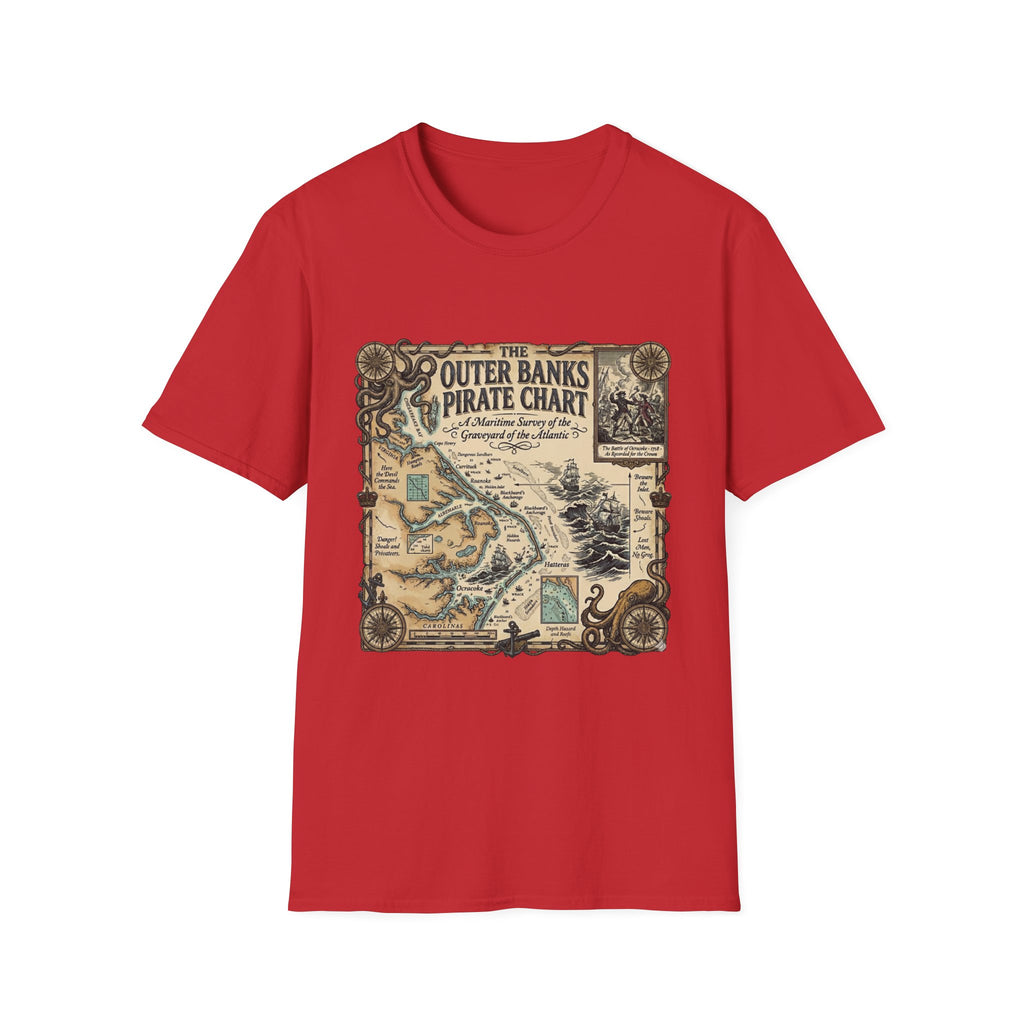 Outer Banks Pirate Map T-Shirt — Vintage Nautical Treasure Chart Tee