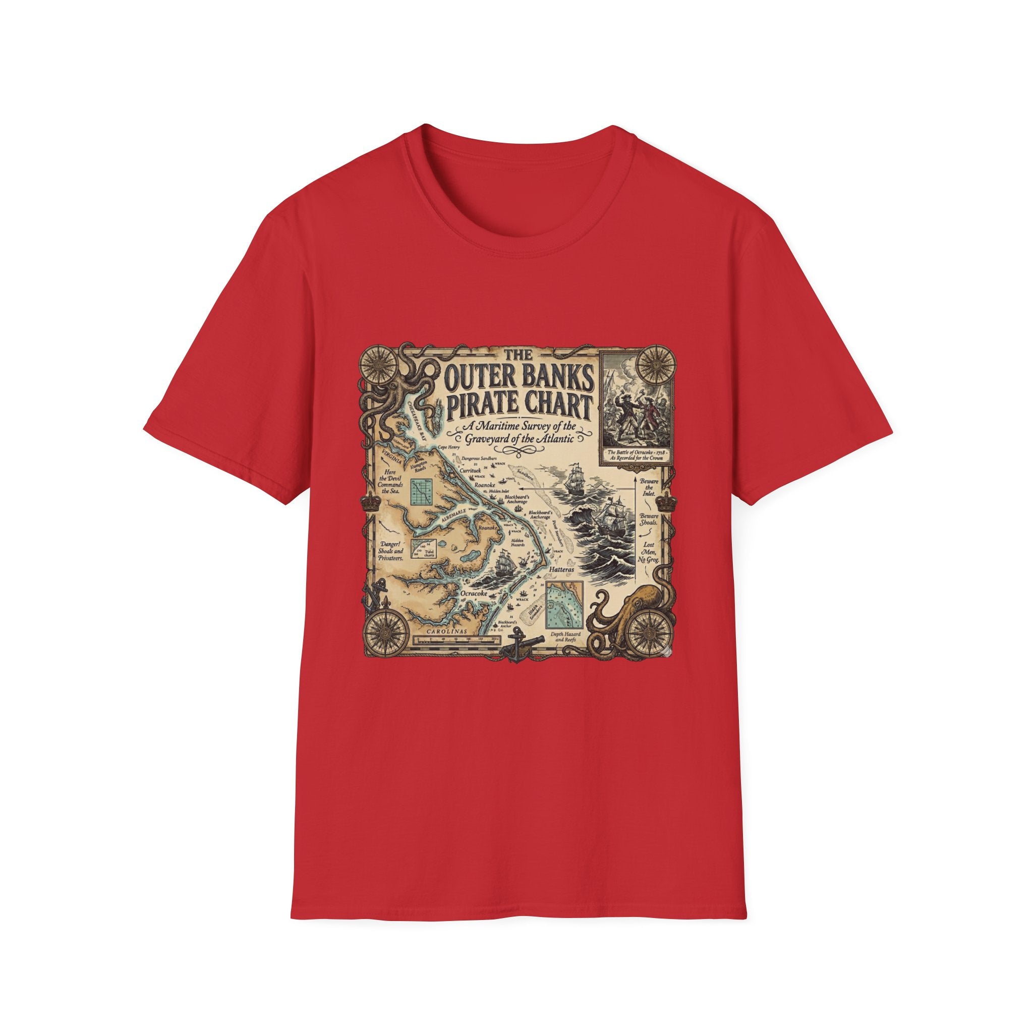 Outer Banks Pirate Map T-Shirt — Vintage Nautical Treasure Chart Tee