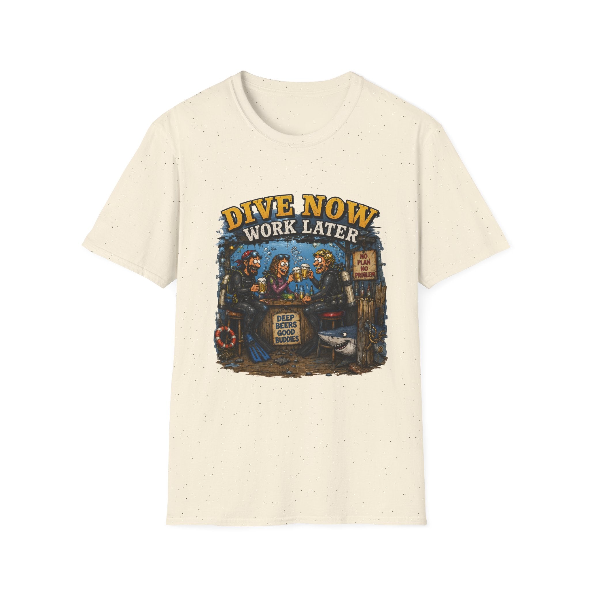 Dive Now Work Later T-Shirt — Funny Scuba Diving Tee for Divers