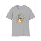 Beach Coffee T-Shirt — "Mornings at the Beach: Sunshine & Caffeine"