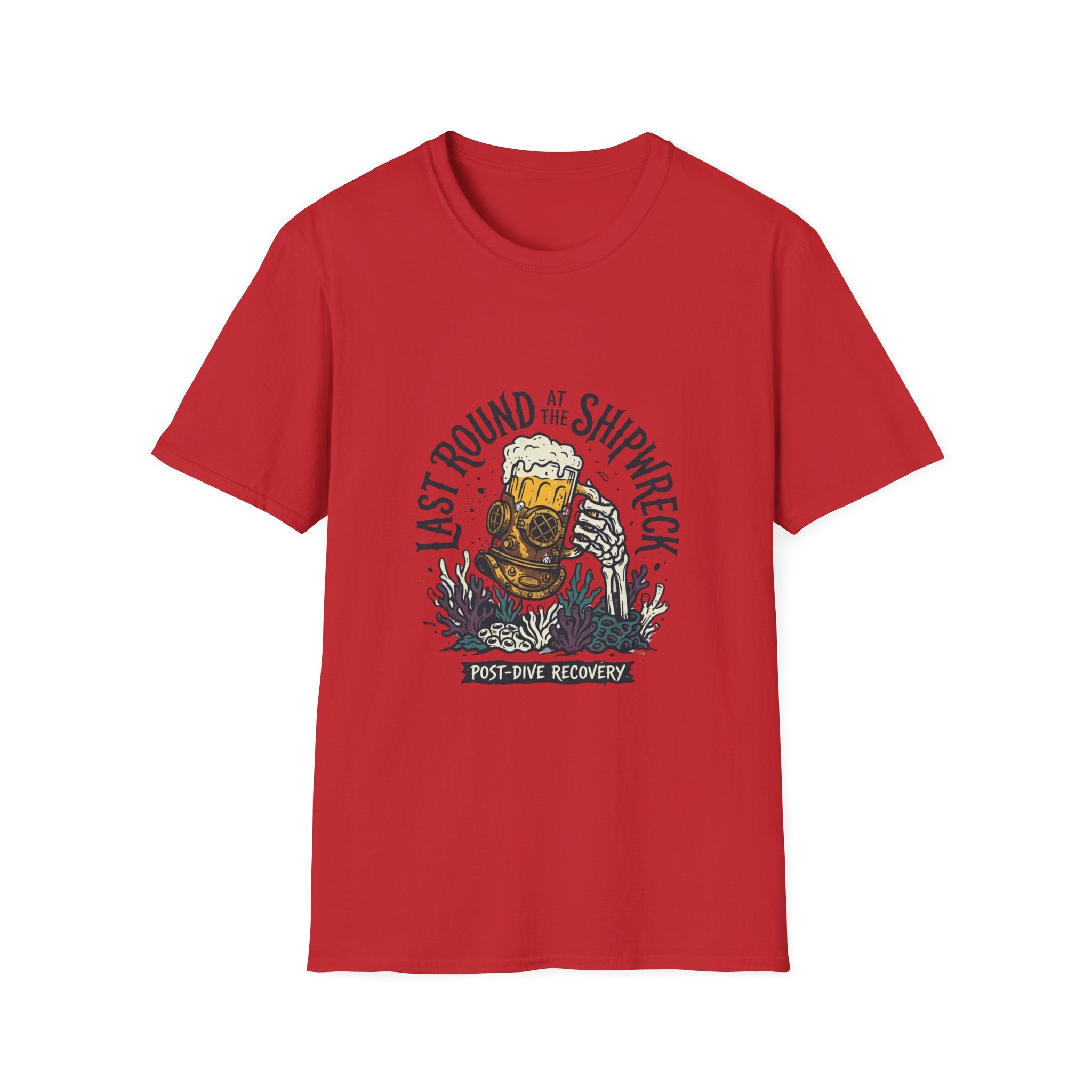 Shipwreck Dive T-Shirt — "Last Round at the Shipwreck" Beer & Scuba Graphic Tee