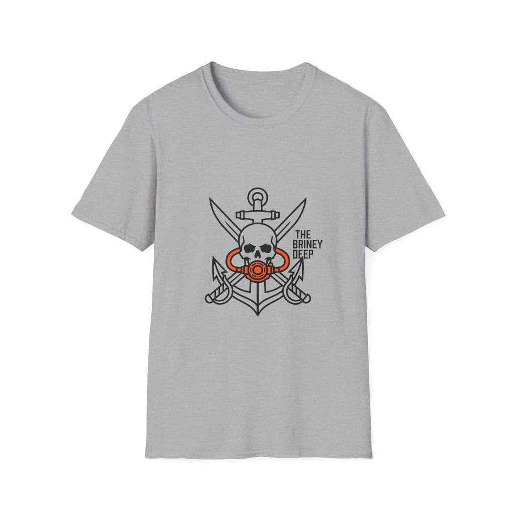 Pirate Skull Anchor T-Shirt — “The Briney Deep” Nautical Crew Tee