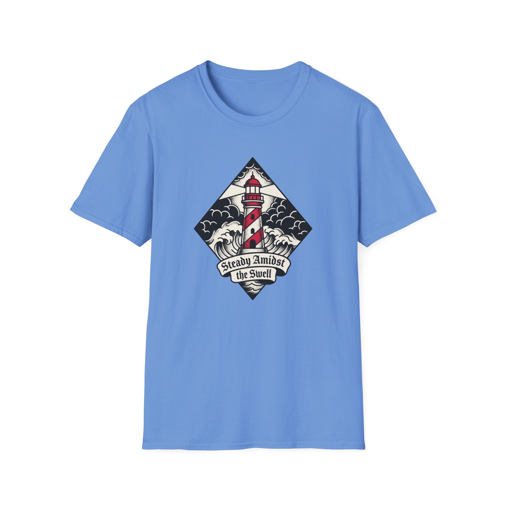 Lighthouse Graphic T-Shirt — "Steady Amidst the Swell" Nautical Tee