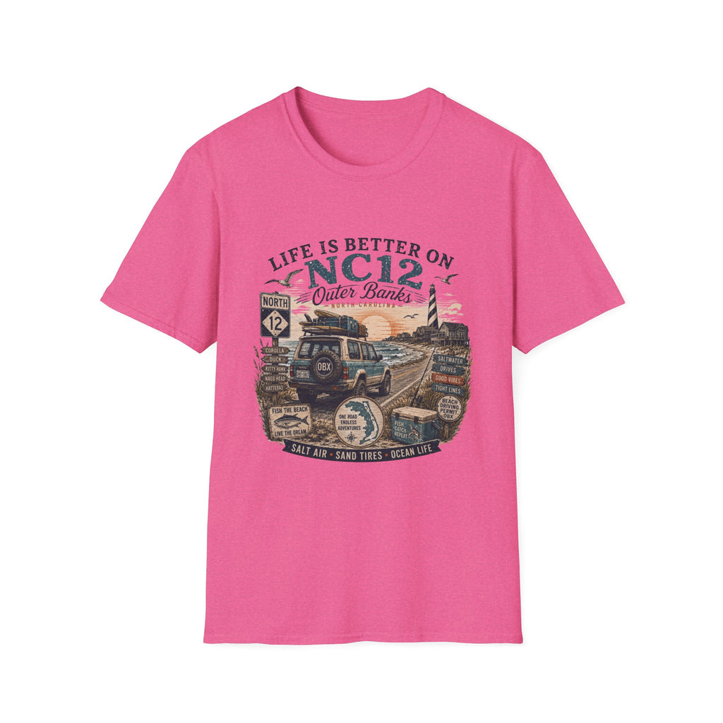 Life Is Better on NC 12 Outer Banks T-Shirt — Coastal Beach Road Trip Tee