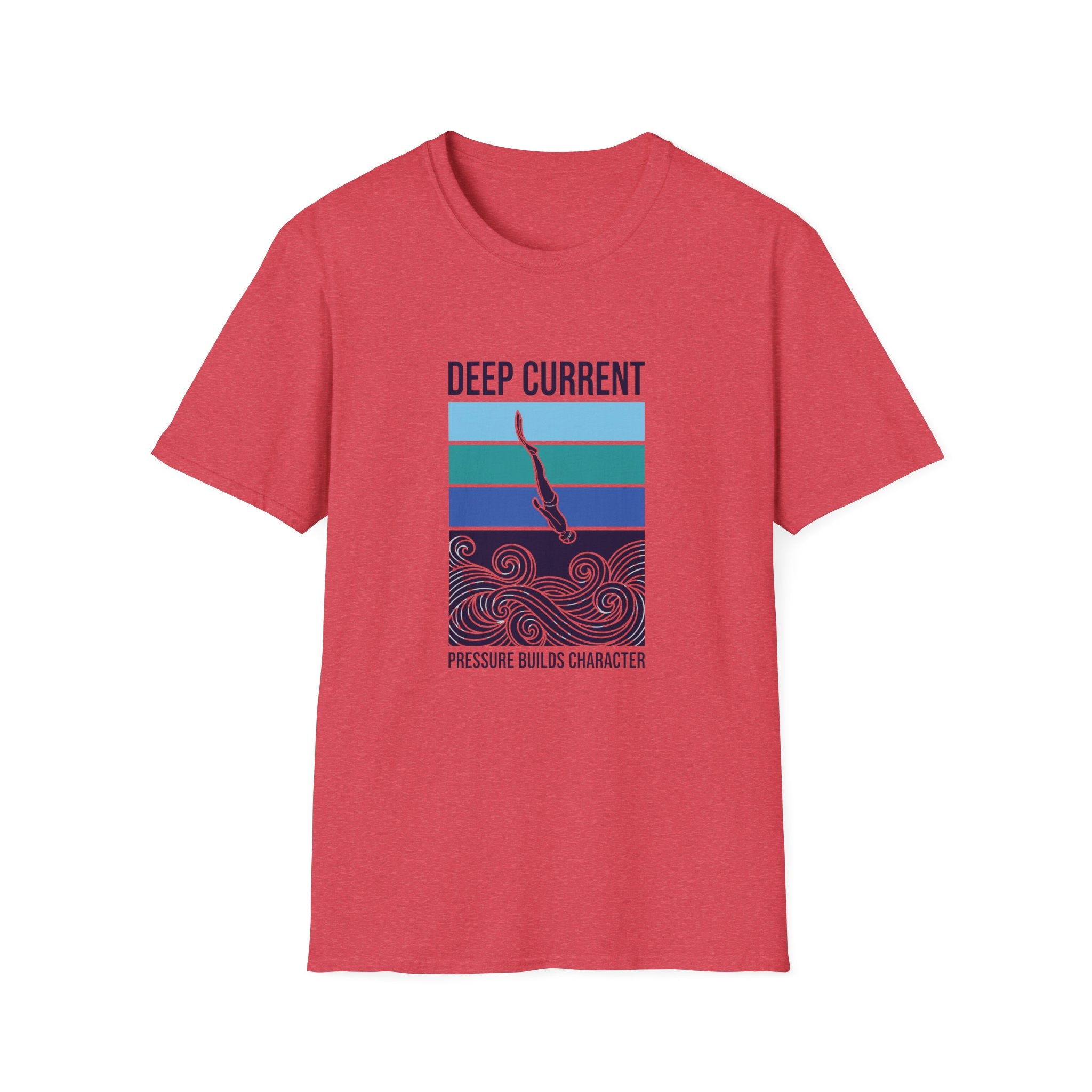 Deep Current Graphic T-Shirt — 'Pressure Builds Character' Ocean Diver Tee