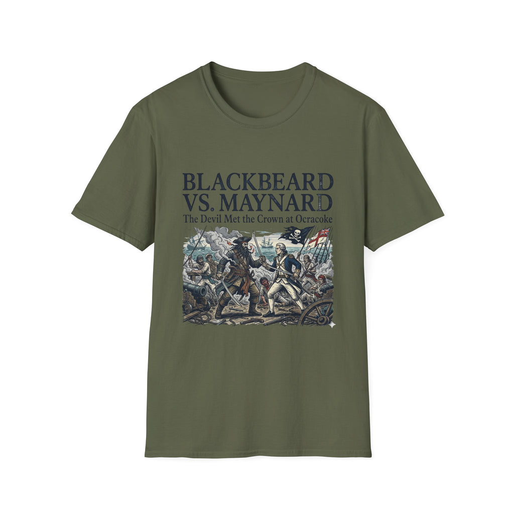 Blackbeard vs. Maynard T‑Shirt — "The Devil Met the Crown at Ocracoke" Historical Pirate Battle Tee