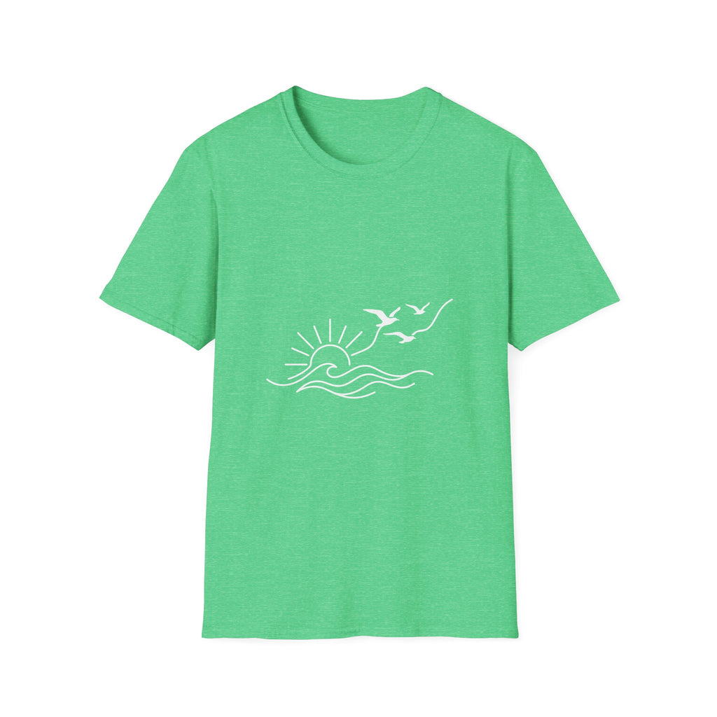 Sunrise Seagulls Graphic T-Shirt — Minimal Beach Sunset Tee