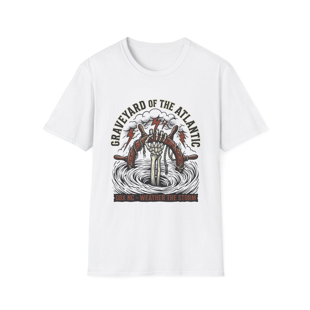 Graveyard of the Atlantic T-Shirt — Nautical Shipwreck Skull Design