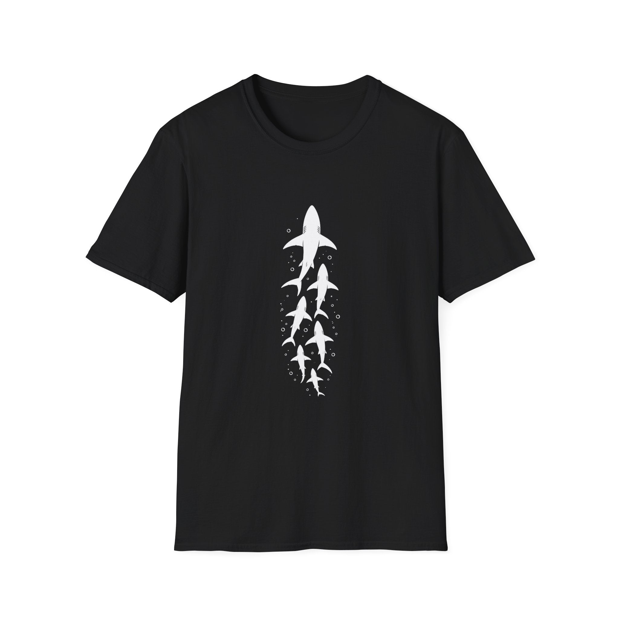 Shark Family Graphic T-Shirt — Vertical White Sharks Design