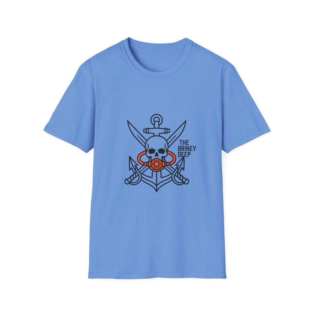 Pirate Skull Anchor T-Shirt — “The Briney Deep” Nautical Crew Tee