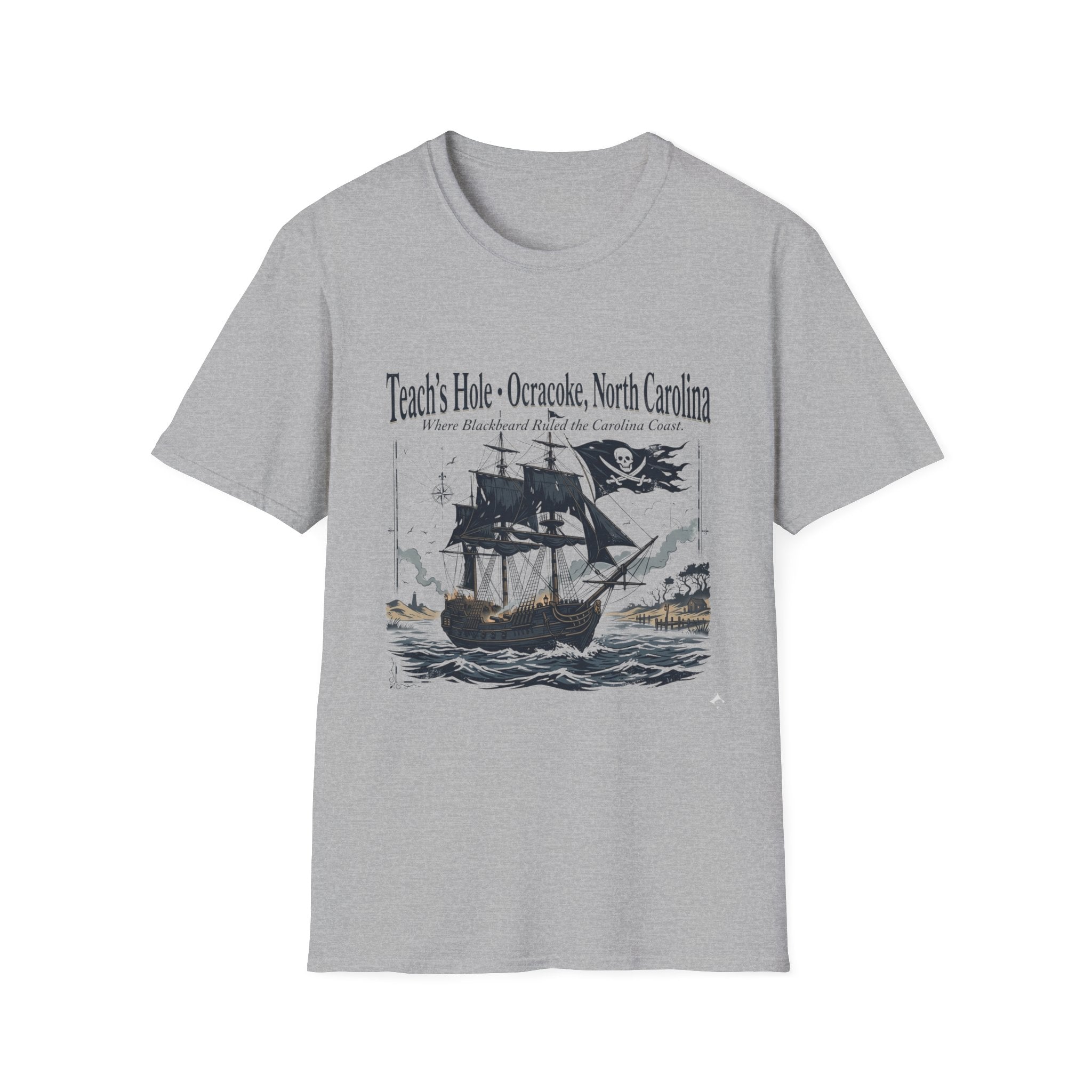 Teach's Hole Ocracoke, North Carolina T-Shirt — Blackbeard Pirate Ship Coastal Souvenir