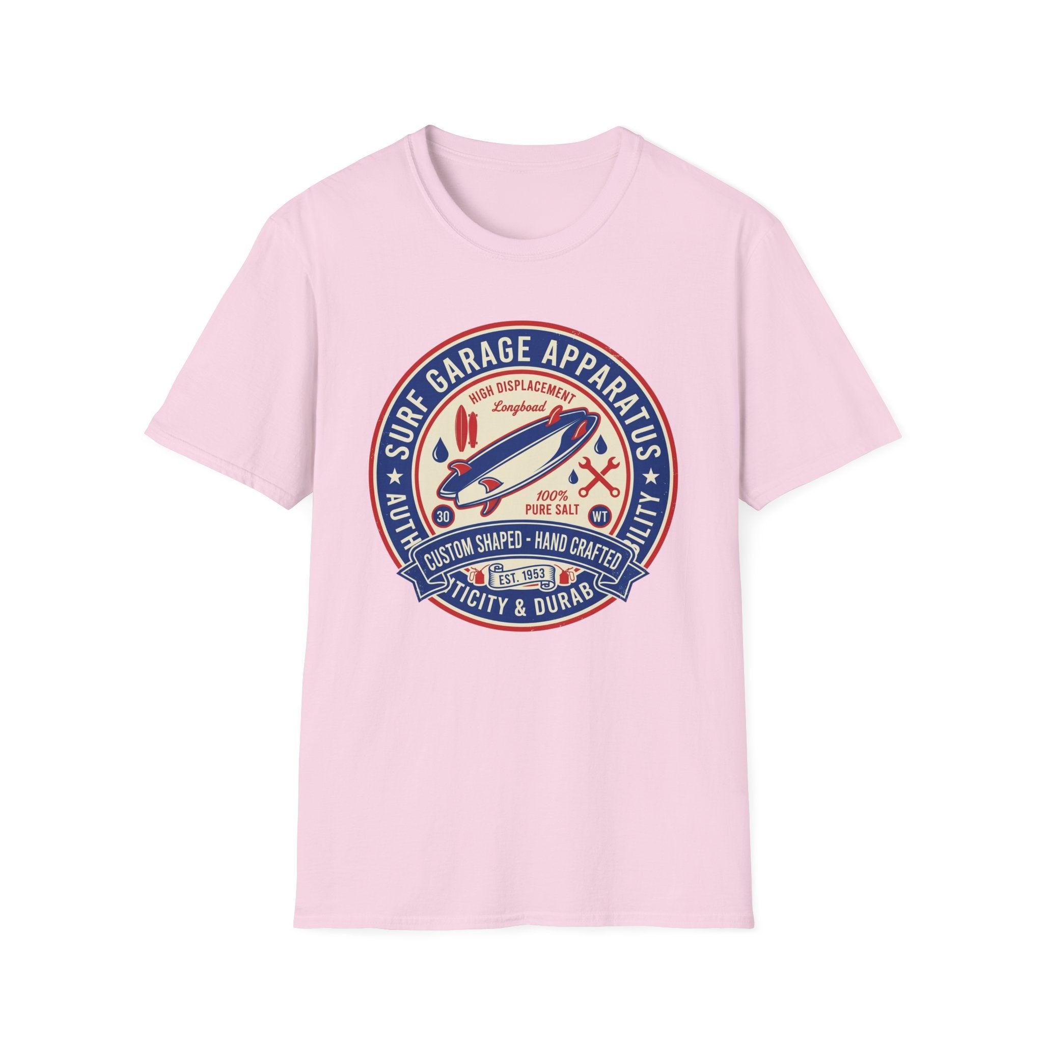 Garage Surf Apparel T-Shirt — Retro Surfboard Badge Design