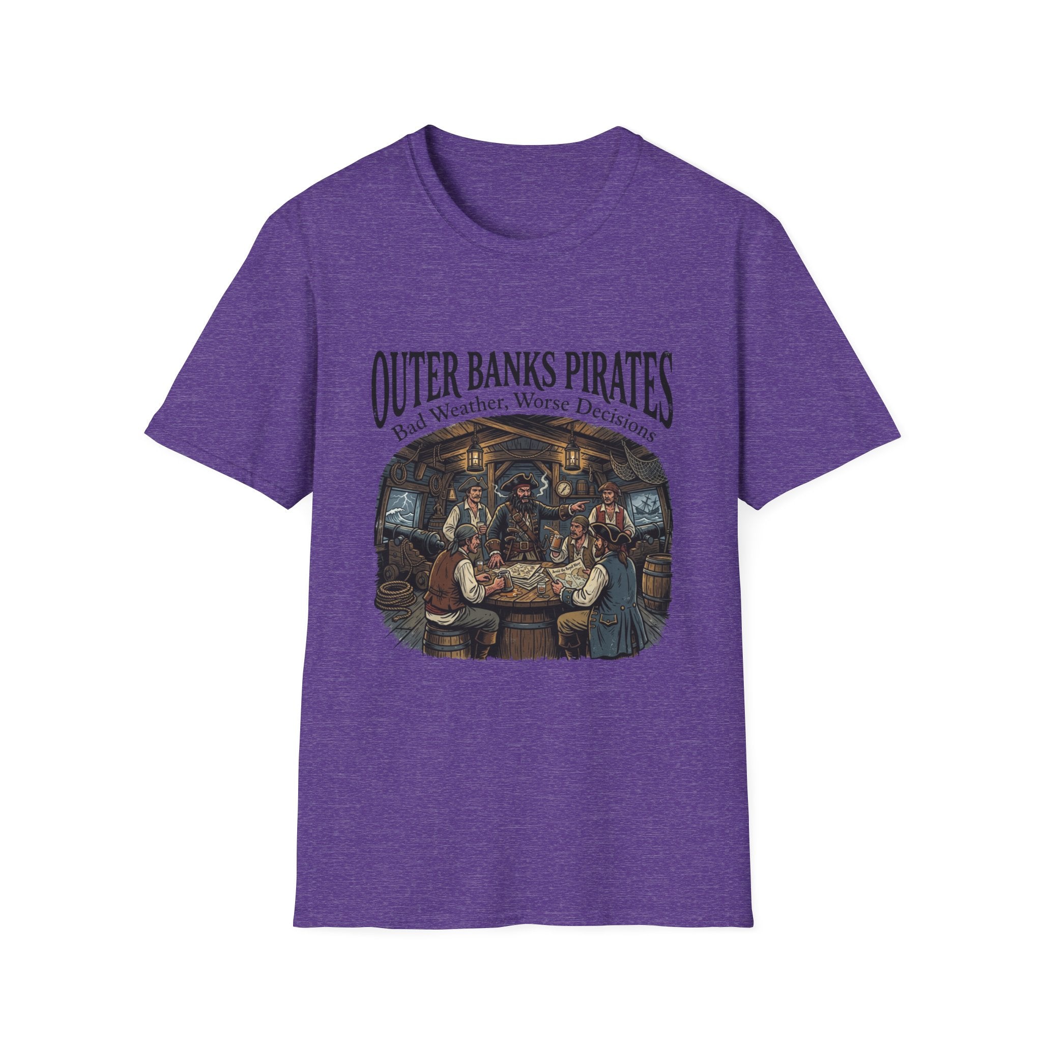 Outer Banks Pirates T-Shirt — "Bad Weather, Worse Decisions" Nautical Pirate Crew Tee