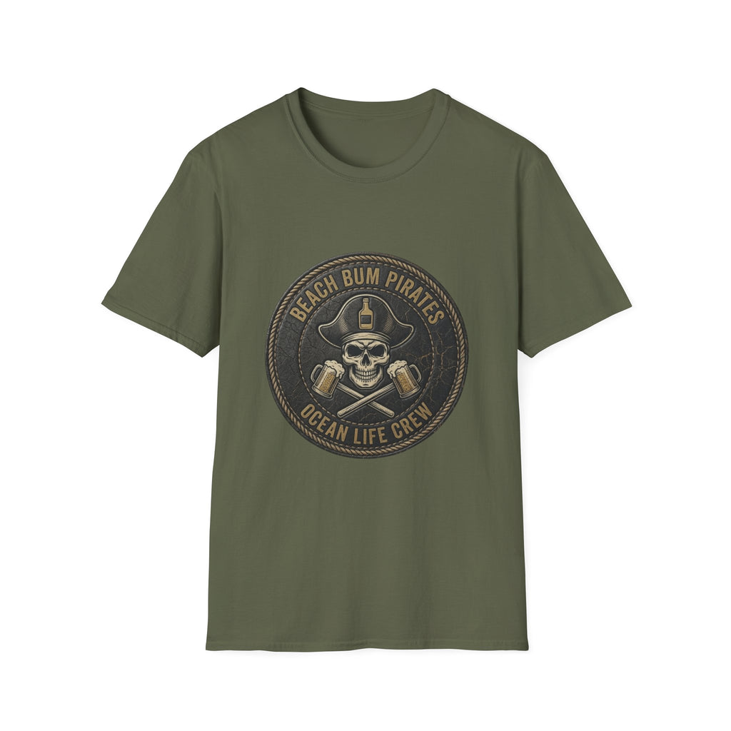 Beach Bum Pirates T-Shirt — Ocean Life Crew Skull Logo Tee