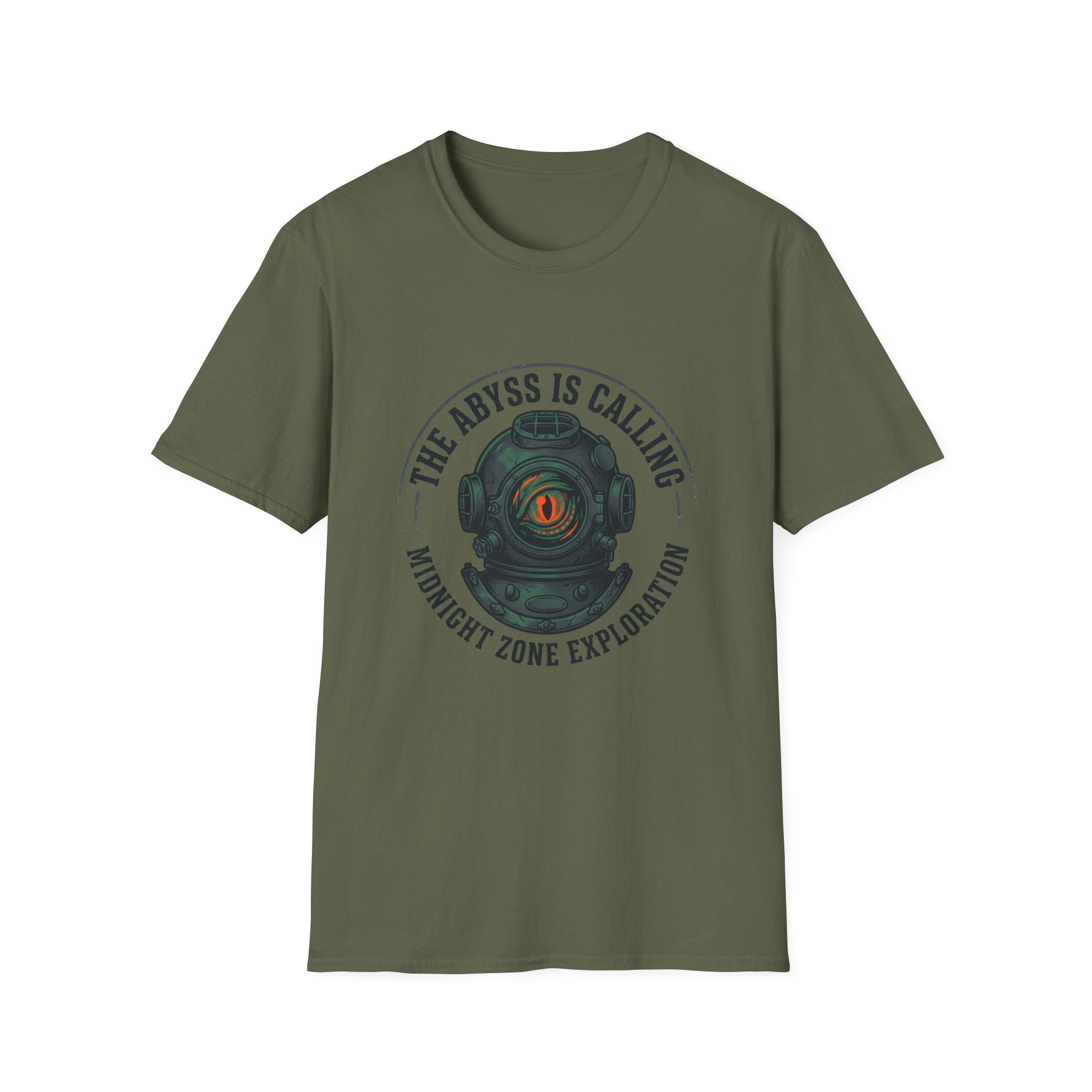 The Abyss Is Calling T-Shirt — Midnight Zone Diver Helmet Graphic Tee