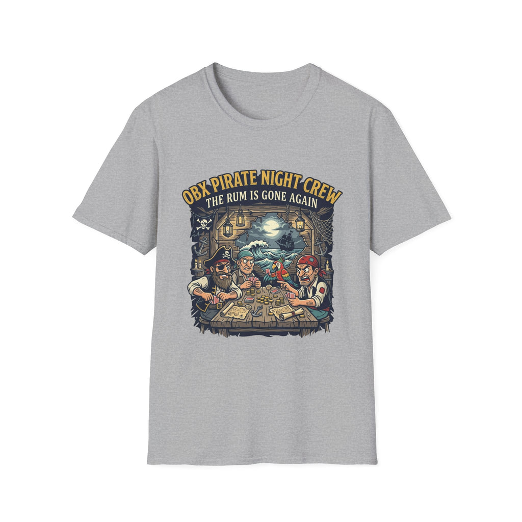 Pirate Night Crew T‑Shirt — "OBX Pirate Night Crew: The Rum Is Gone Again" Graphic Tee