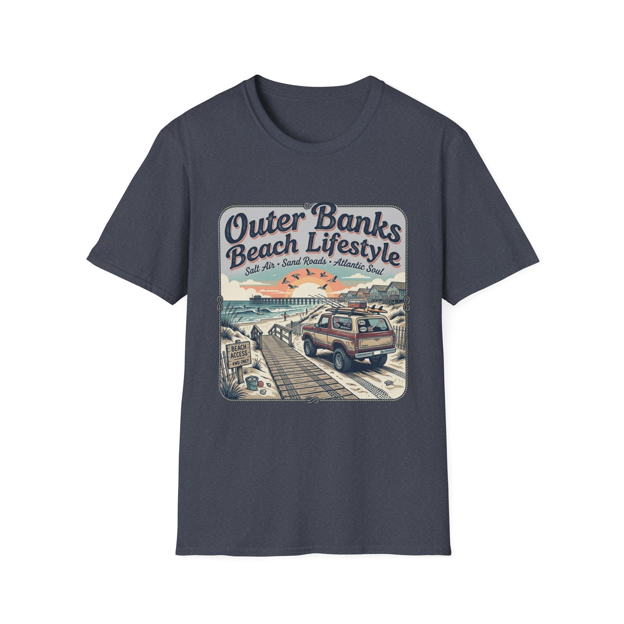 Outer Banks Beach Lifestyle T-Shirt — Vintage Coastal Surf & Sand Graphic Tee