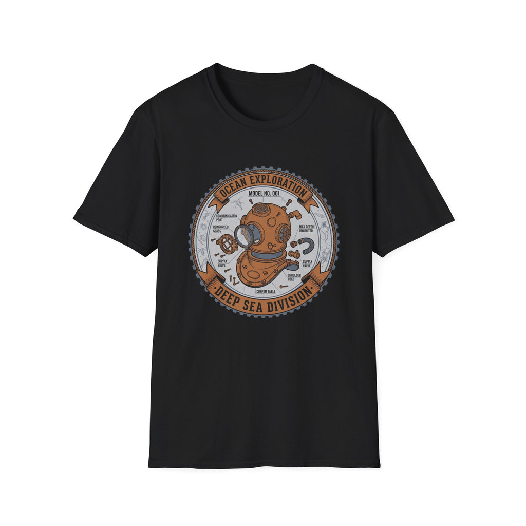 T-shirt Deep Sea Division — Exploration océanique Vintage Casque de plongée