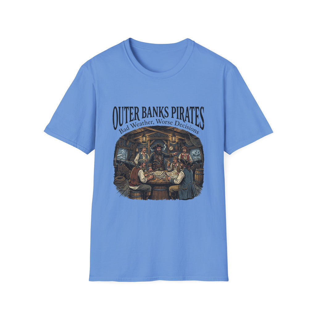 Outer Banks Pirates T-Shirt — "Bad Weather, Worse Decisions" Nautical Pirate Crew Tee