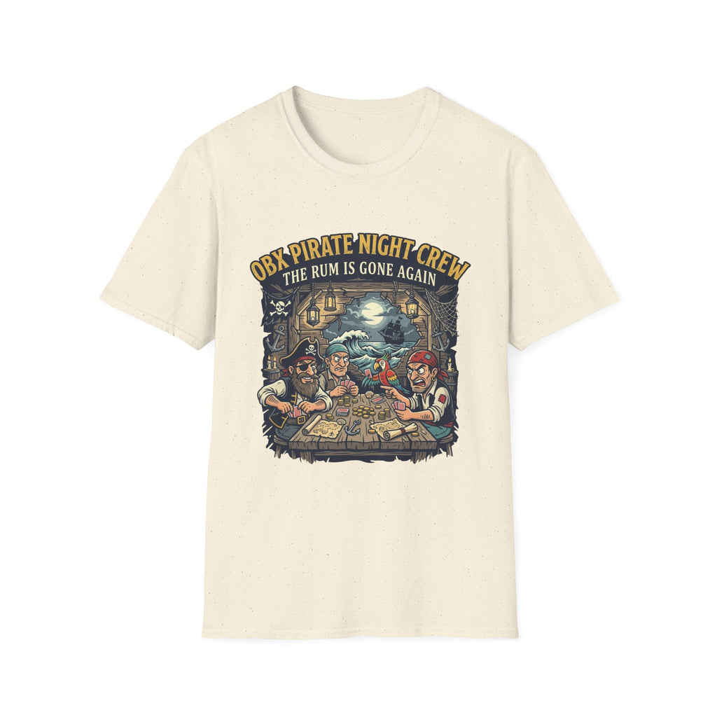 Pirate Night Crew T‑Shirt — "OBX Pirate Night Crew: The Rum Is Gone Again" Graphic Tee