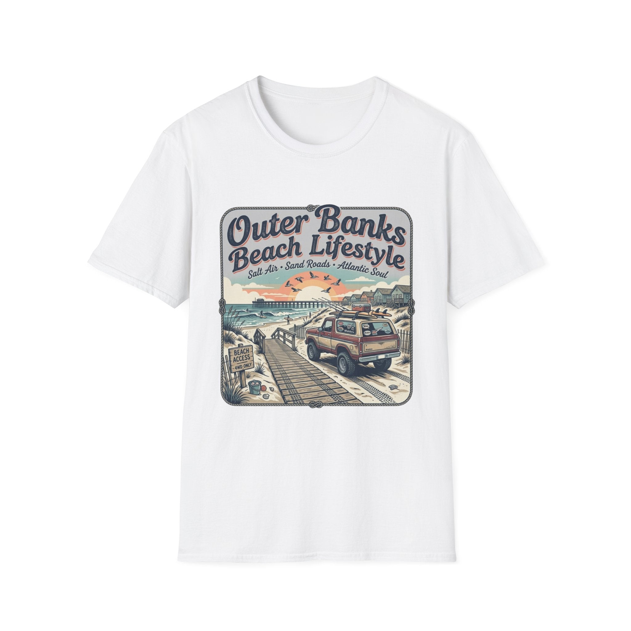 Outer Banks Beach Lifestyle T-Shirt — Vintage Coastal Surf & Sand Graphic Tee