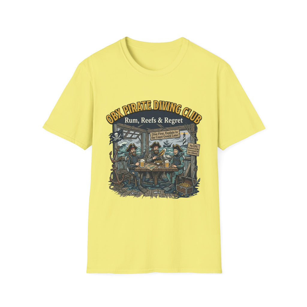 Pirate Diving Club T-Shirt — "Rum, Reefs & Regret" Beach Tee