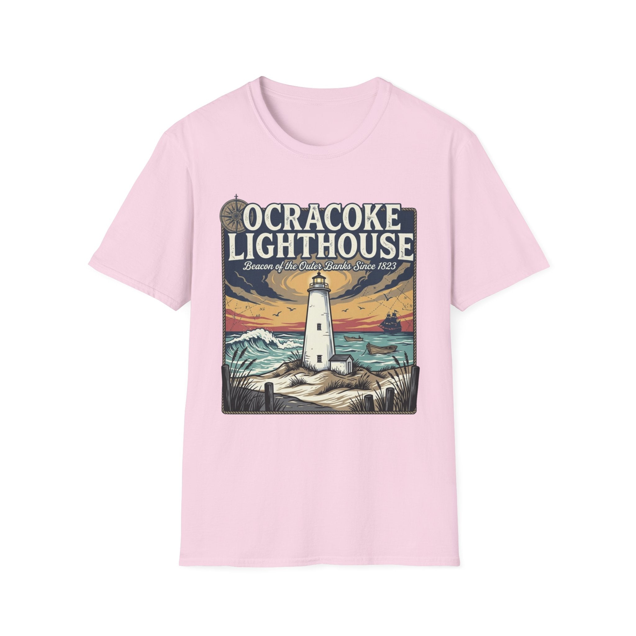 Ocracoke Lighthouse T-Shirt — Vintage Coastal Beacon Tee