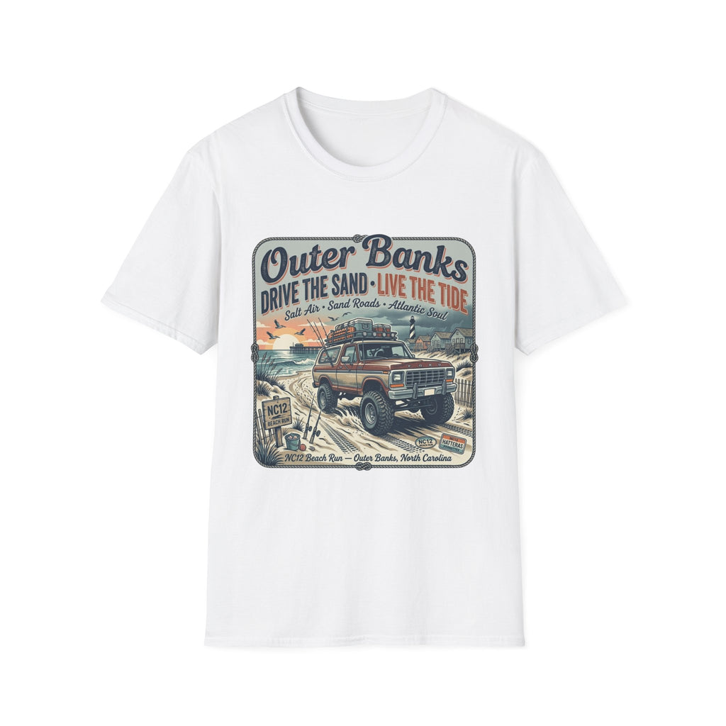 Outer Banks T-Shirt — "Drive the Sand • Live the Tide" Vintage Beach Tee