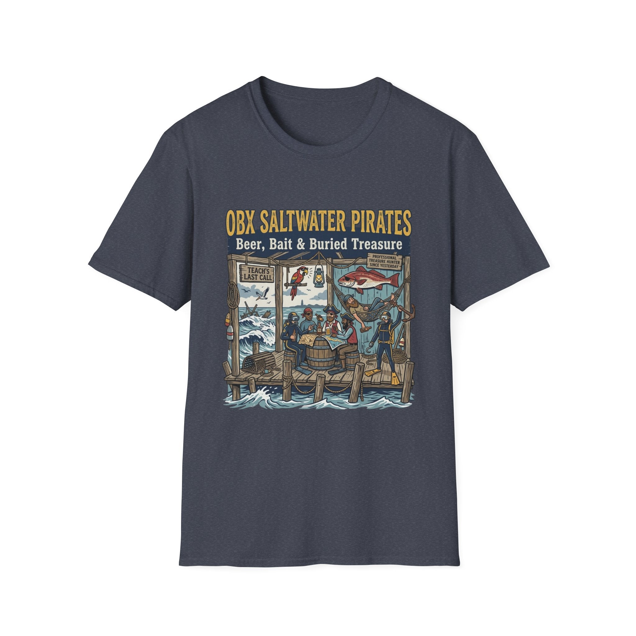 OBX Saltwater Pirates T-Shirt — Beer, Bait & Buried Treasure Coastal Tee