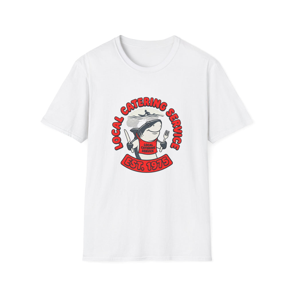 Local Catering Service Shark T-Shirt — 'Est. 1978' Retro Chef Logo Tee
