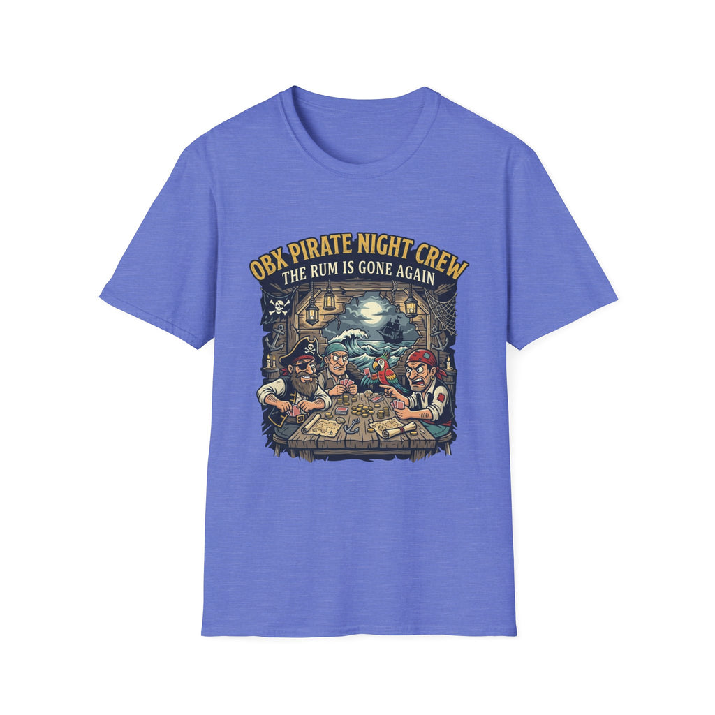 Pirate Night Crew T‑Shirt — "OBX Pirate Night Crew: The Rum Is Gone Again" Graphic Tee