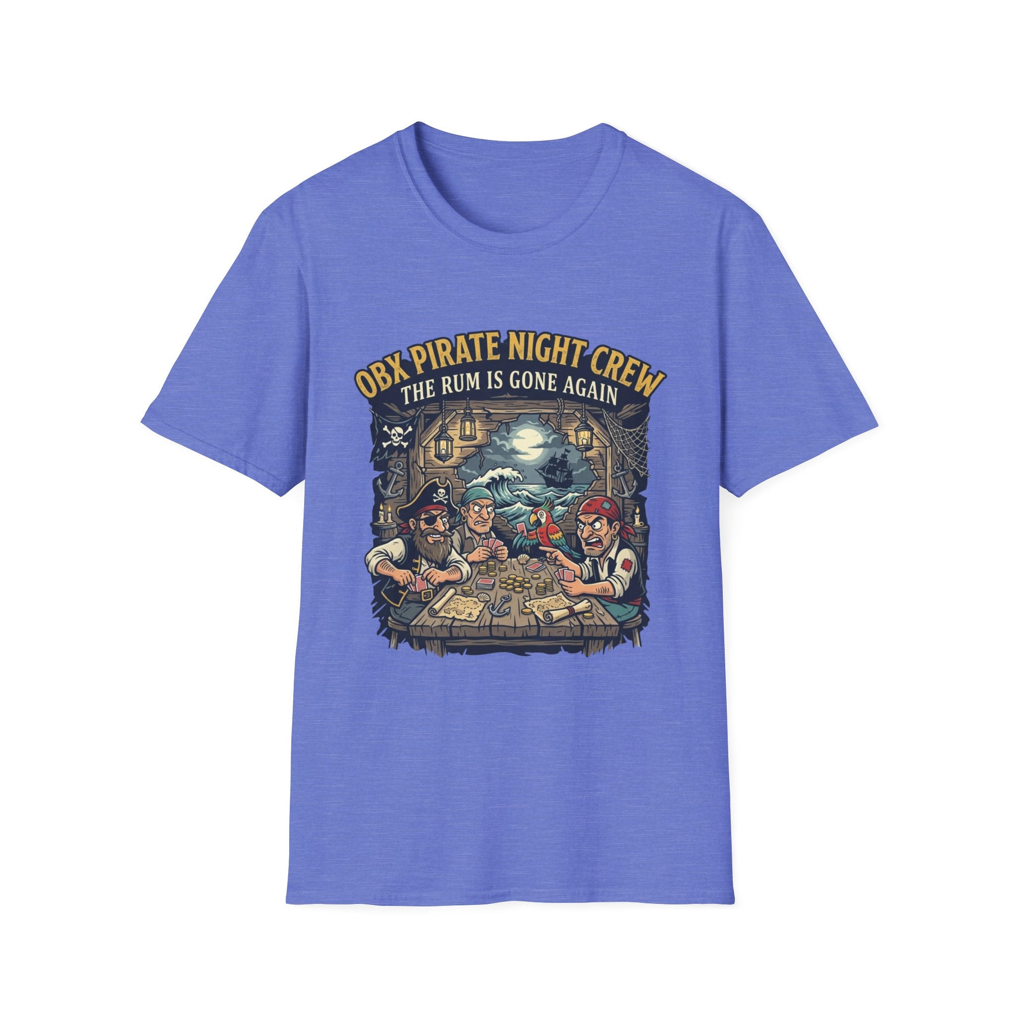 Pirate Night Crew T‑Shirt — "OBX Pirate Night Crew: The Rum Is Gone Again" Graphic Tee
