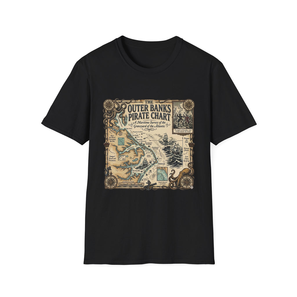 Outer Banks Pirate Map T-Shirt — Vintage Nautical Treasure Chart Tee