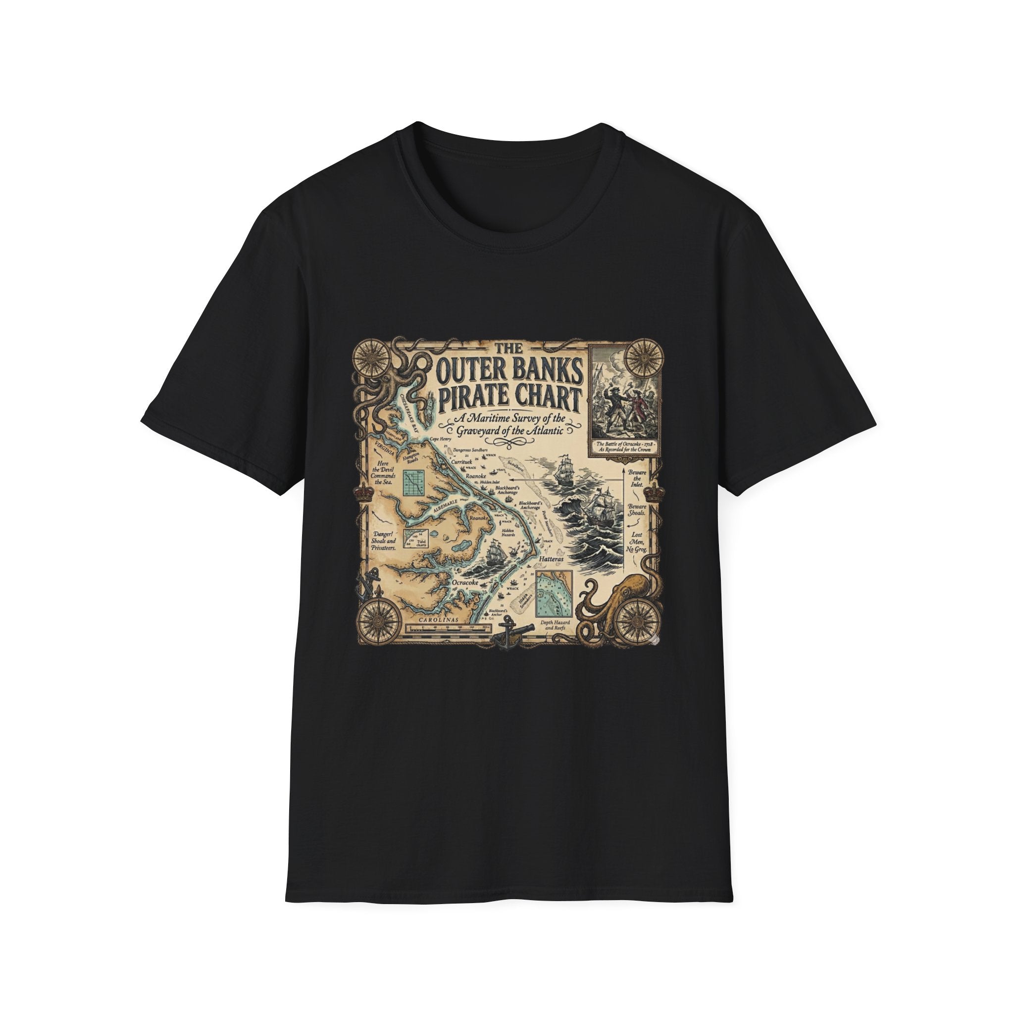 Outer Banks Pirate Map T-Shirt — Vintage Nautical Treasure Chart Tee