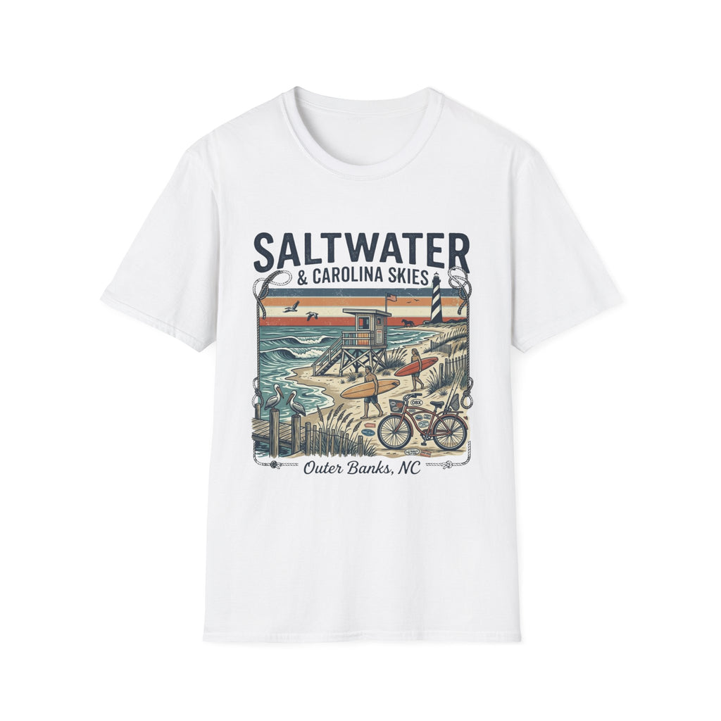 Saltwater & Carolina Skies T-Shirt — Outer Banks Vintage Beach Tee