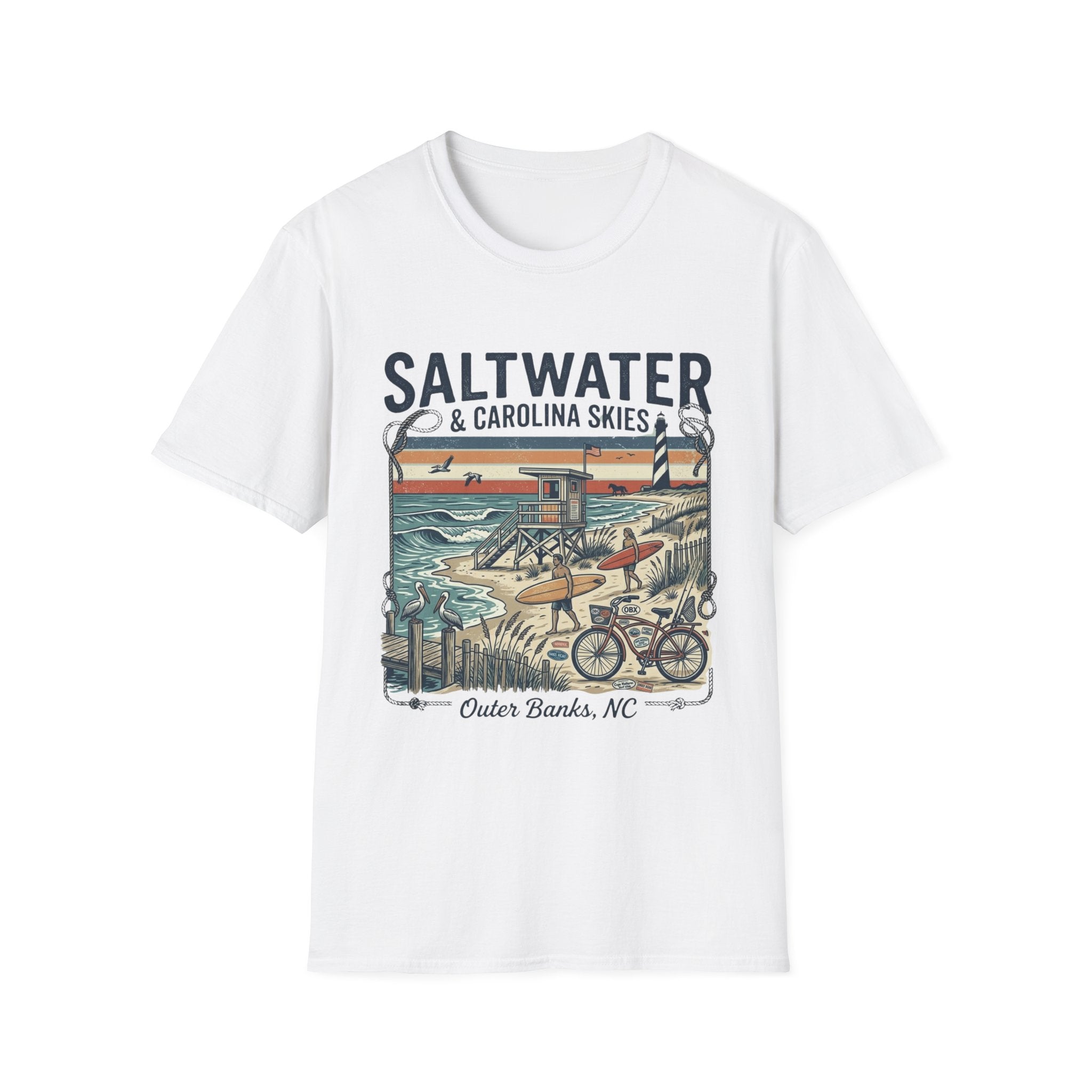 Saltwater & Carolina Skies T-Shirt — Outer Banks Vintage Beach Tee