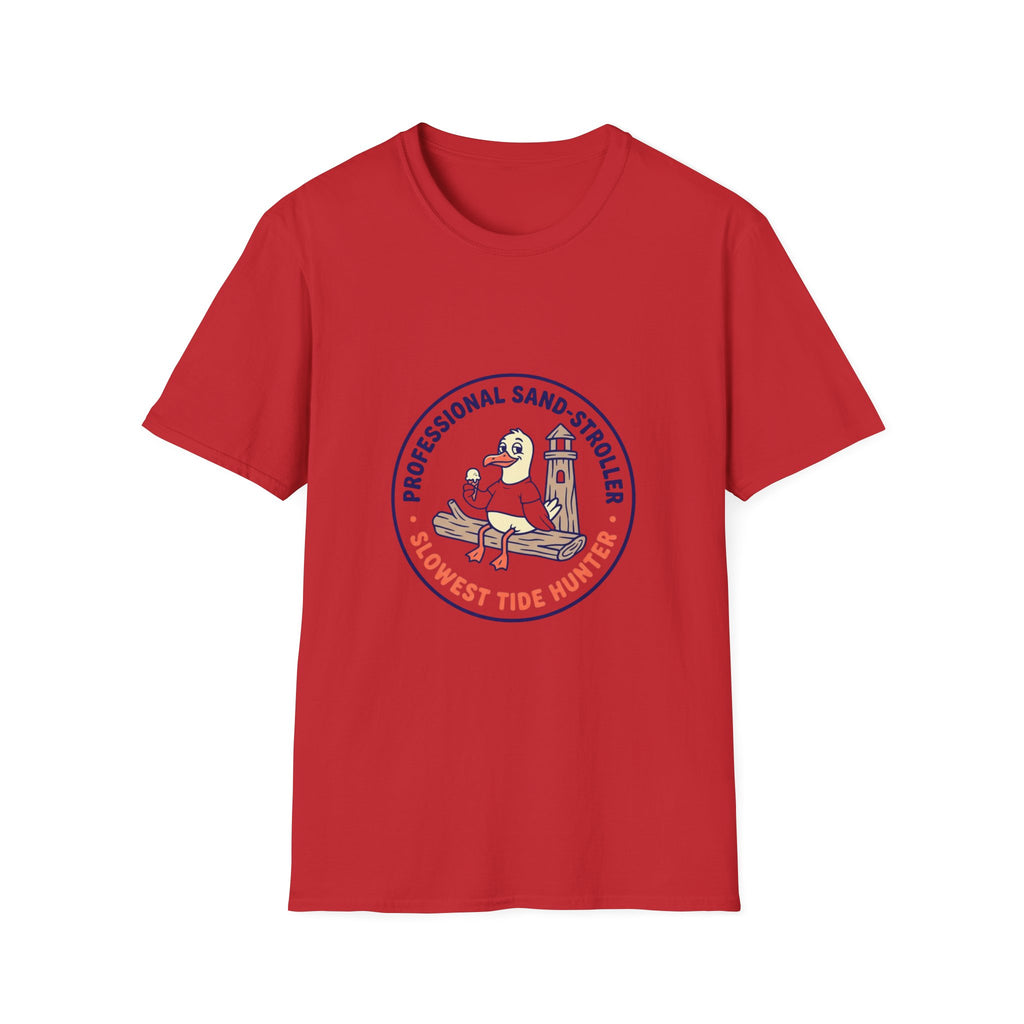 T-Shirt — "Professional Sand Stroller" Seagull Design (Slowest Tide Hunter)